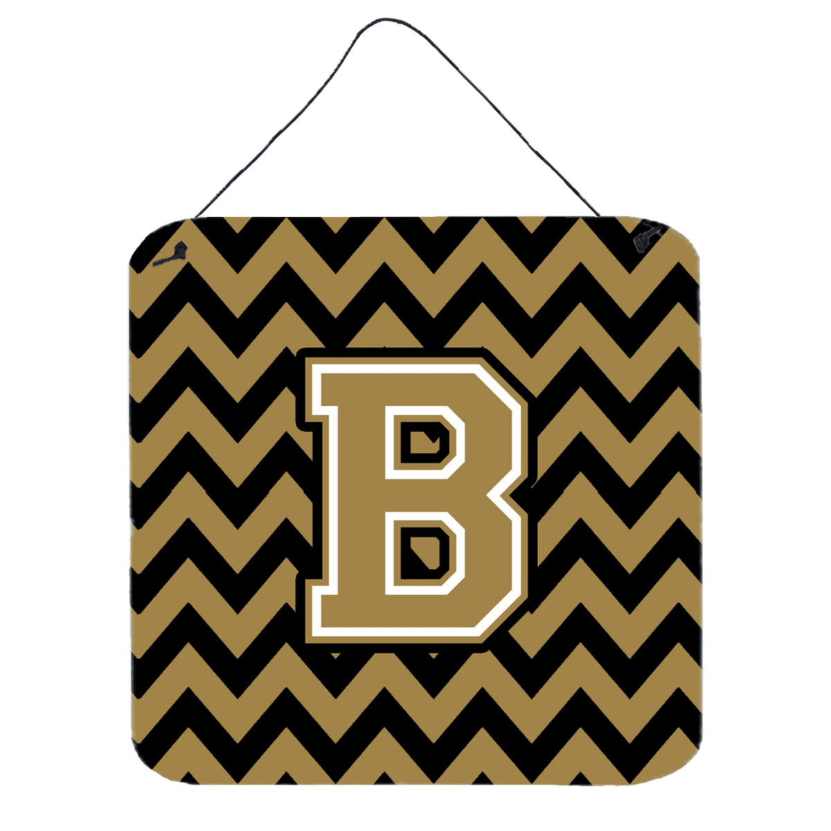 CarolineS Treasures Chevron Black And Gold Letter B Wall Or Door Hanging Prints Cj1050Bds66, 6 Inch  Inch  H X 6 Inch  Inch  W