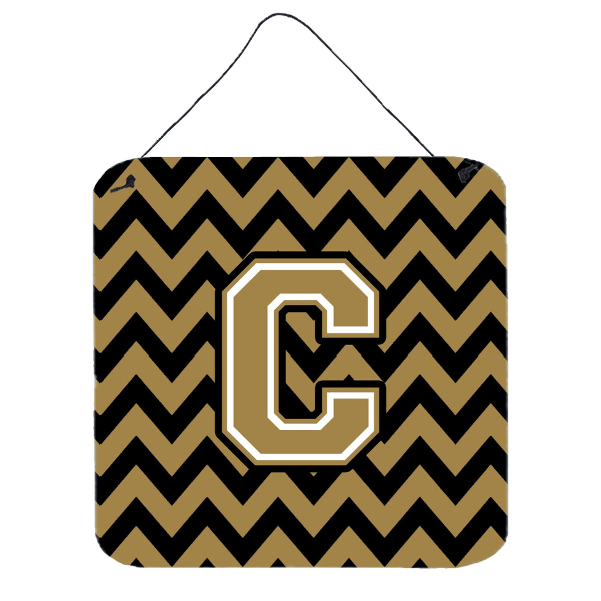 CarolineS Treasures Chevron Black And Gold Letter C Wall Or Door Hanging Prints Cj1050Cds66, 6 Inch  Inch  H X 6 Inch  Inch  W