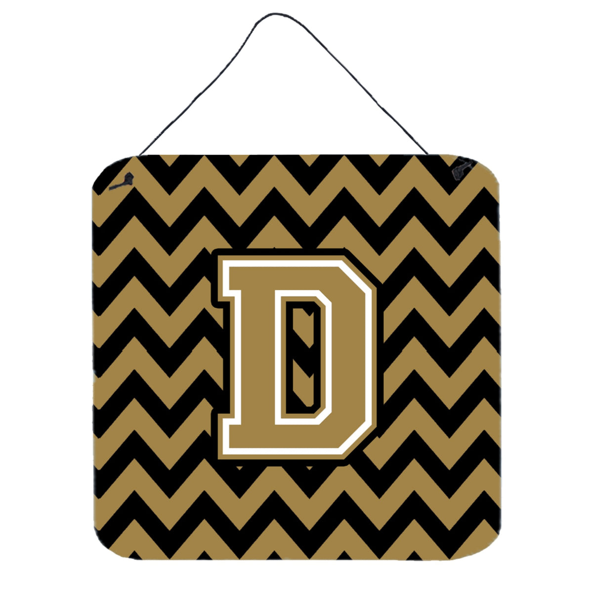 CarolineS Treasures Chevron Black And Gold Letter D Wall Or Door Hanging Prints Cj1050Dds66, 6 Inch  Inch  H X 6 Inch  Inch  W