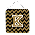 CarolineS Treasures Chevron Black And Gold Letter K Wall Or Door Hanging Prints Cj1050Kds66, 6 Inch  Inch  H X 6 Inch  Inch  W