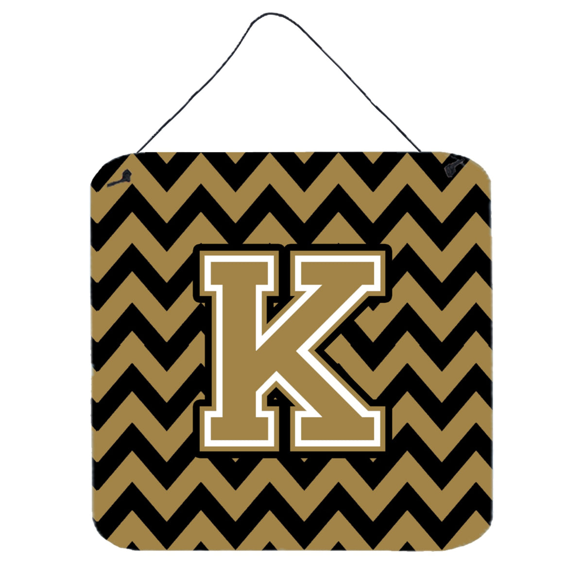 CarolineS Treasures Chevron Black And Gold Letter K Wall Or Door Hanging Prints Cj1050Kds66, 6 Inch  Inch  H X 6 Inch  Inch  W