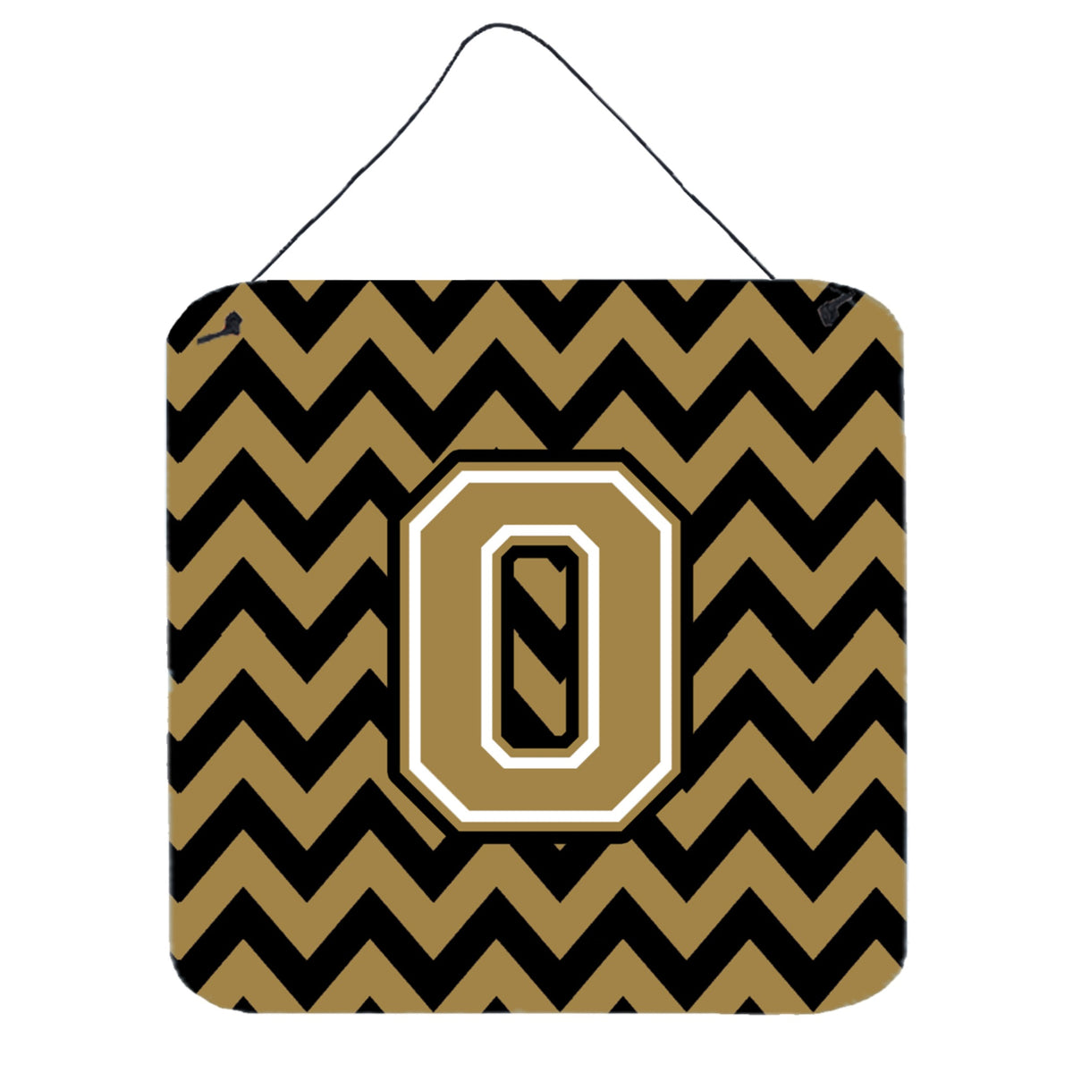 CarolineS Treasures Chevron Black And Gold Letter O Wall Or Door Hanging Prints Cj1050Ods66, 6 Inch  Inch  H X 6 Inch  Inch  W