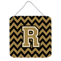 CarolineS Treasures Chevron Black And Gold Letter R Wall Or Door Hanging Prints Cj1050Rds66, 6 Inch  Inch  H X 6 Inch  Inch  W