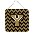CarolineS Treasures Chevron Black And Gold Letter Y Wall Or Door Hanging Prints Cj1050Yds66, 6 Inch  Inch  H X 6 Inch  Inch  W