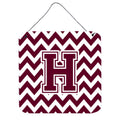 CarolineS Treasures Letter H Wall Or Door Hanging Prints Cj1051Hds66, 6 Inch  Inch  H X 6 Inch  Inch  W, Chevron  White And Maroon