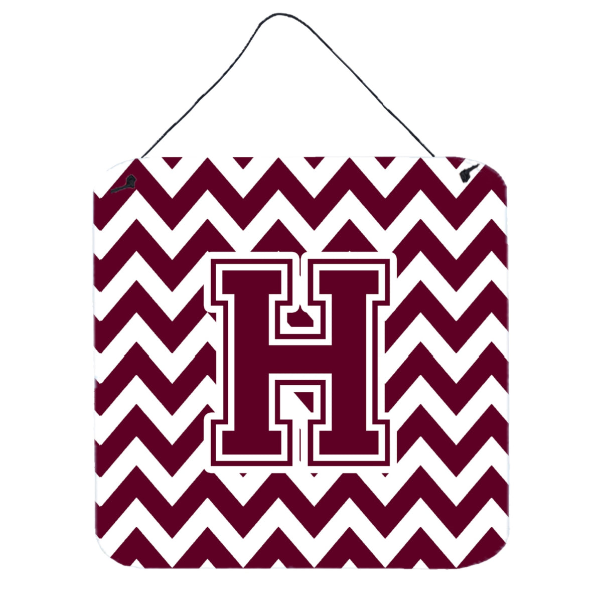 CarolineS Treasures Letter H Wall Or Door Hanging Prints Cj1051Hds66, 6 Inch  Inch  H X 6 Inch  Inch  W, Chevron  White And Maroon