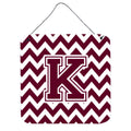 CarolineS Treasures Letter K Wall Or Door Hanging Prints Cj1051Kds66, 6 Inch  Inch  H X 6 Inch  Inch  W, Chevron  White And Maroon