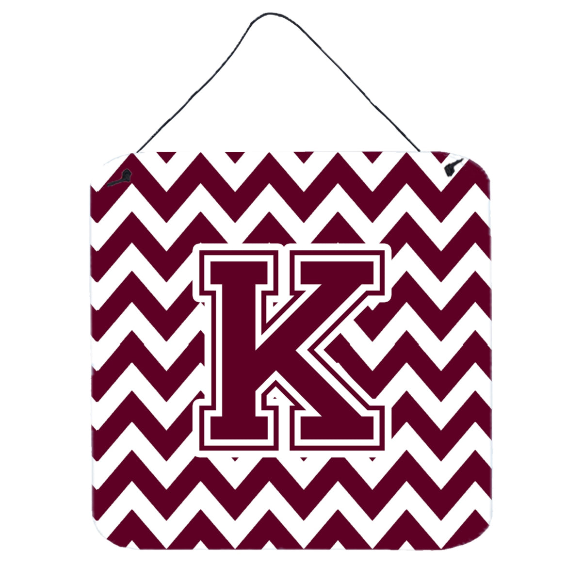 CarolineS Treasures Letter K Wall Or Door Hanging Prints Cj1051Kds66, 6 Inch  Inch  H X 6 Inch  Inch  W, Chevron  White And Maroon