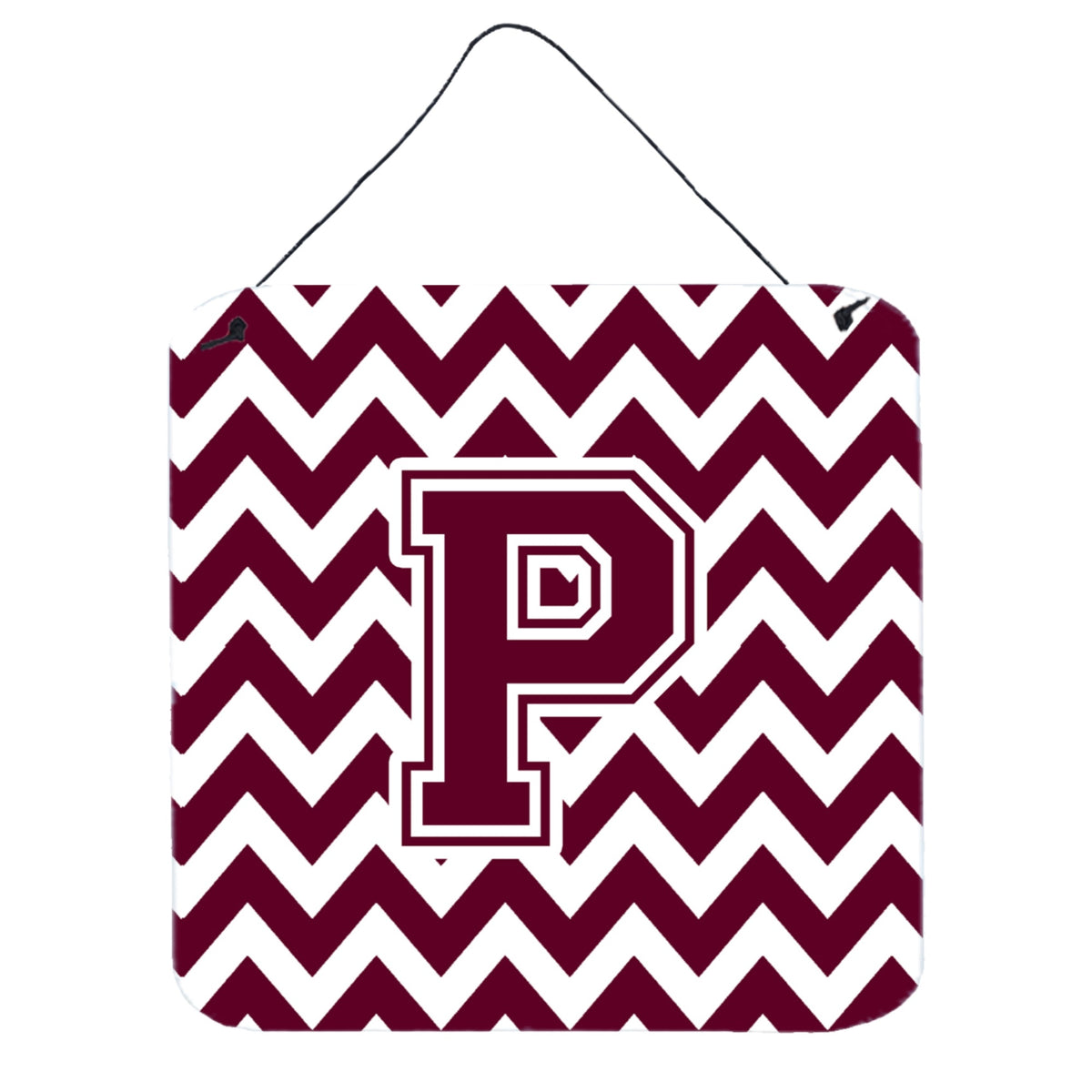 CarolineS Treasures Letter P Wall Or Door Hanging Prints Cj1051Pds66, 6 Inch  Inch  H X 6 Inch  Inch  W, Chevron  White And Maroon