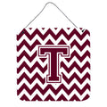CarolineS Treasures Letter T Wall Or Door Hanging Prints Cj1051Tds66, 6 Inch  Inch  H X 6 Inch  Inch  W, Chevron  White And Maroon