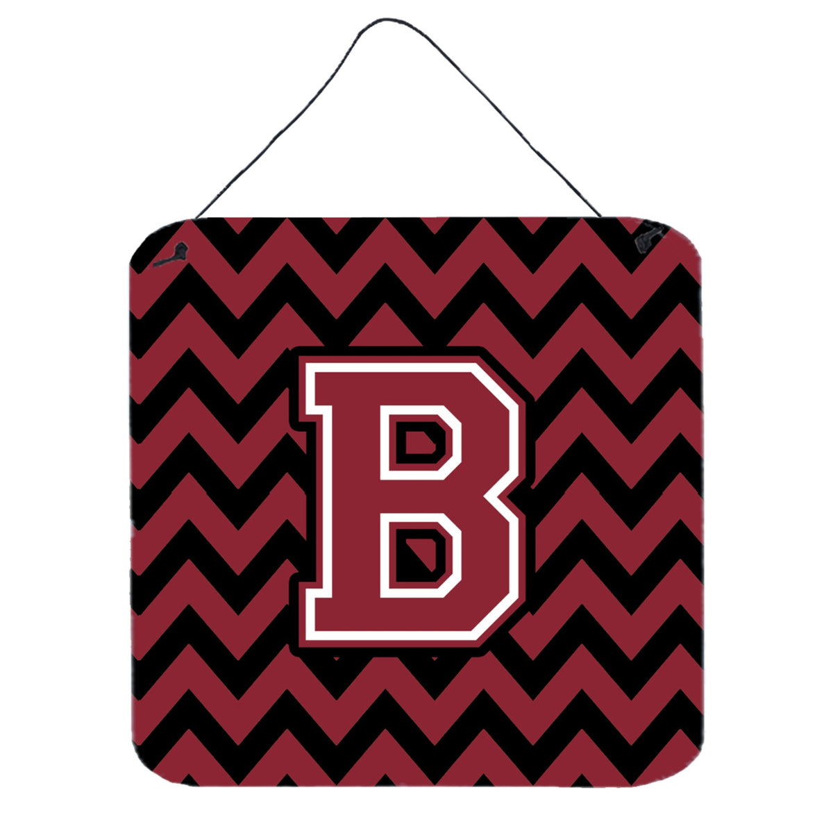 CarolineS Treasures Chevron Garnet And Black Letter B Wall Or Door Hanging Prints Cj1052Bds66, 6 Inch  Inch  H X 6 Inch  Inch  W