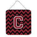 CarolineS Treasures Chevron Garnet And Black Letter C Wall Or Door Hanging Prints Cj1052Cds66, 6 Inch  Inch  H X 6 Inch  Inch  W