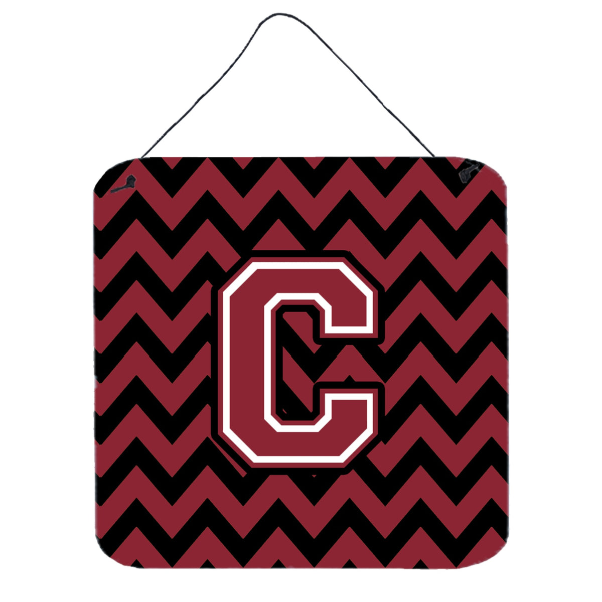 CarolineS Treasures Chevron Garnet And Black Letter C Wall Or Door Hanging Prints Cj1052Cds66, 6 Inch  Inch  H X 6 Inch  Inch  W