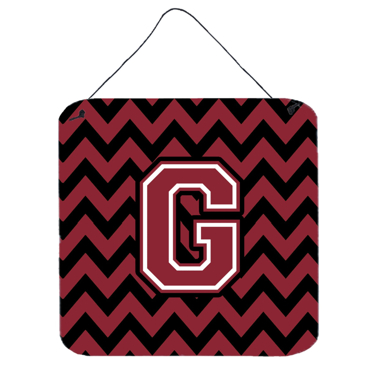 CarolineS Treasures Chevron Garnet And Black Letter G Wall Or Door Hanging Prints Cj1052Gds66, 6 Inch  Inch  H X 6 Inch  Inch  W