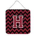 CarolineS Treasures Chevron Garnet And Black Letter H Wall Or Door Hanging Prints Cj1052Hds66, 6 Inch  Inch  H X 6 Inch  Inch  W