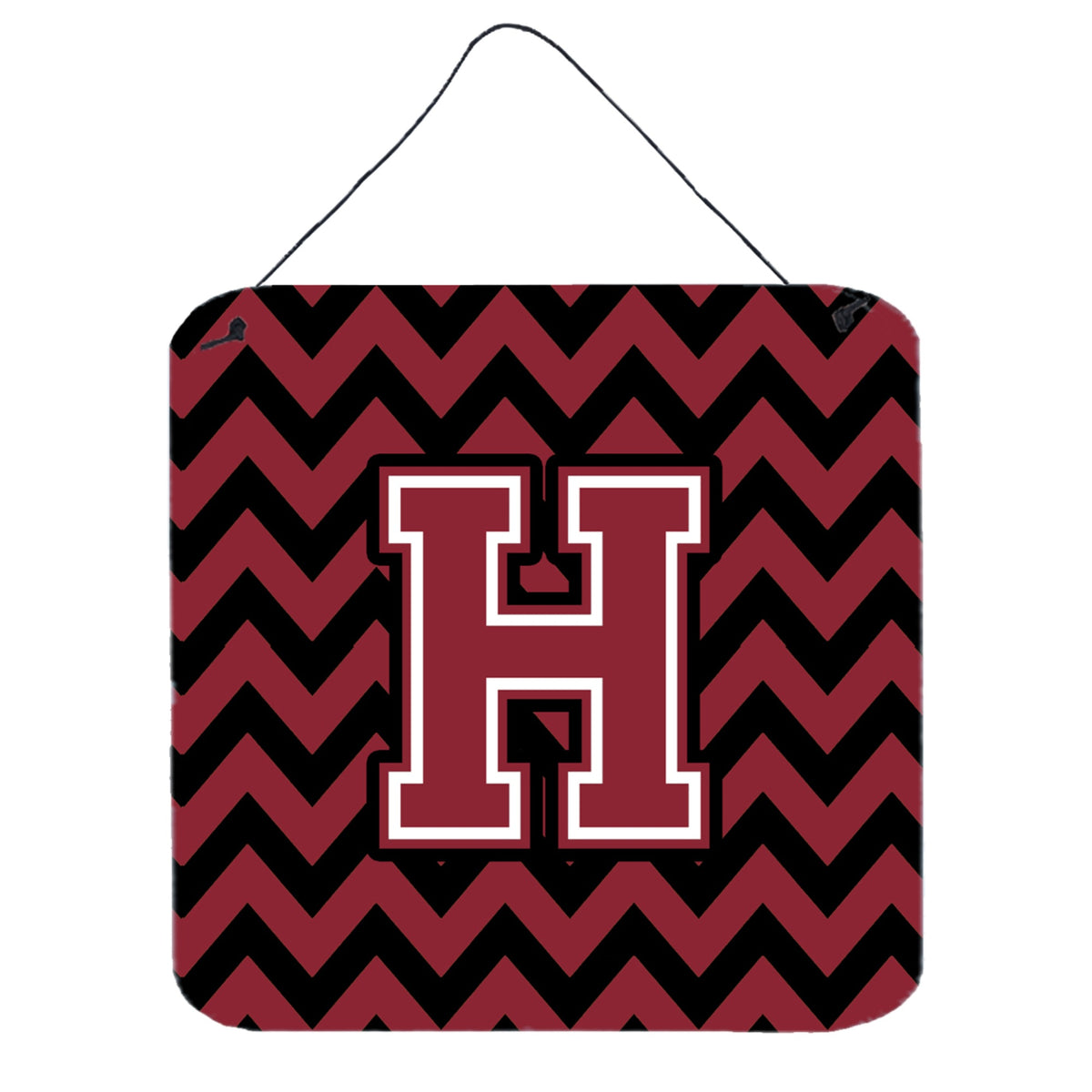 CarolineS Treasures Chevron Garnet And Black Letter H Wall Or Door Hanging Prints Cj1052Hds66, 6 Inch  Inch  H X 6 Inch  Inch  W