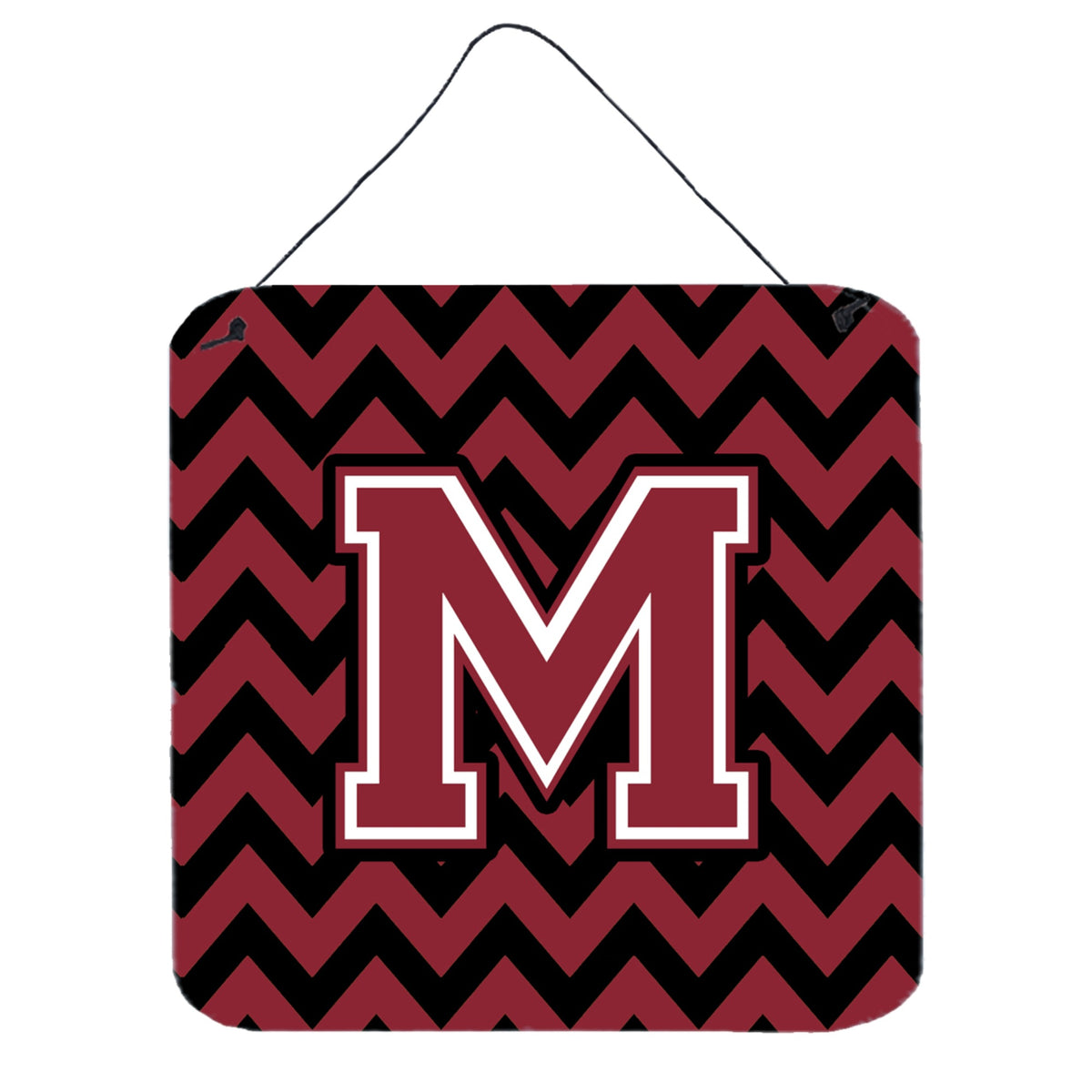 CarolineS Treasures Chevron Garnet And Black Letter M Wall Or Door Hanging Prints Cj1052Mds66, 6 Inch  Inch  H X 6 Inch  Inch  W