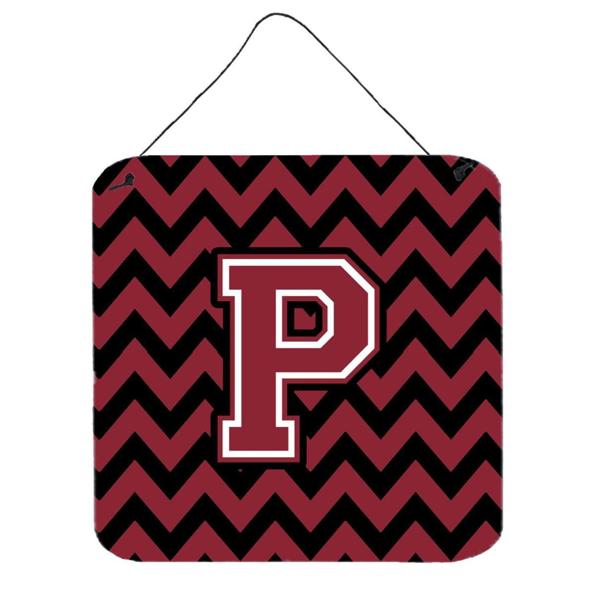 CarolineS Treasures Chevron Garnet And Black Letter P Wall Or Door Hanging Prints Cj1052Pds66, 6 Inch  Inch  H X 6 Inch  Inch  W