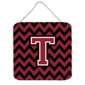 CarolineS Treasures Chevron Garnet And Black Letter T Wall Or Door Hanging Prints Cj1052Tds66, 6 Inch  Inch  H X 6 Inch  Inch  W