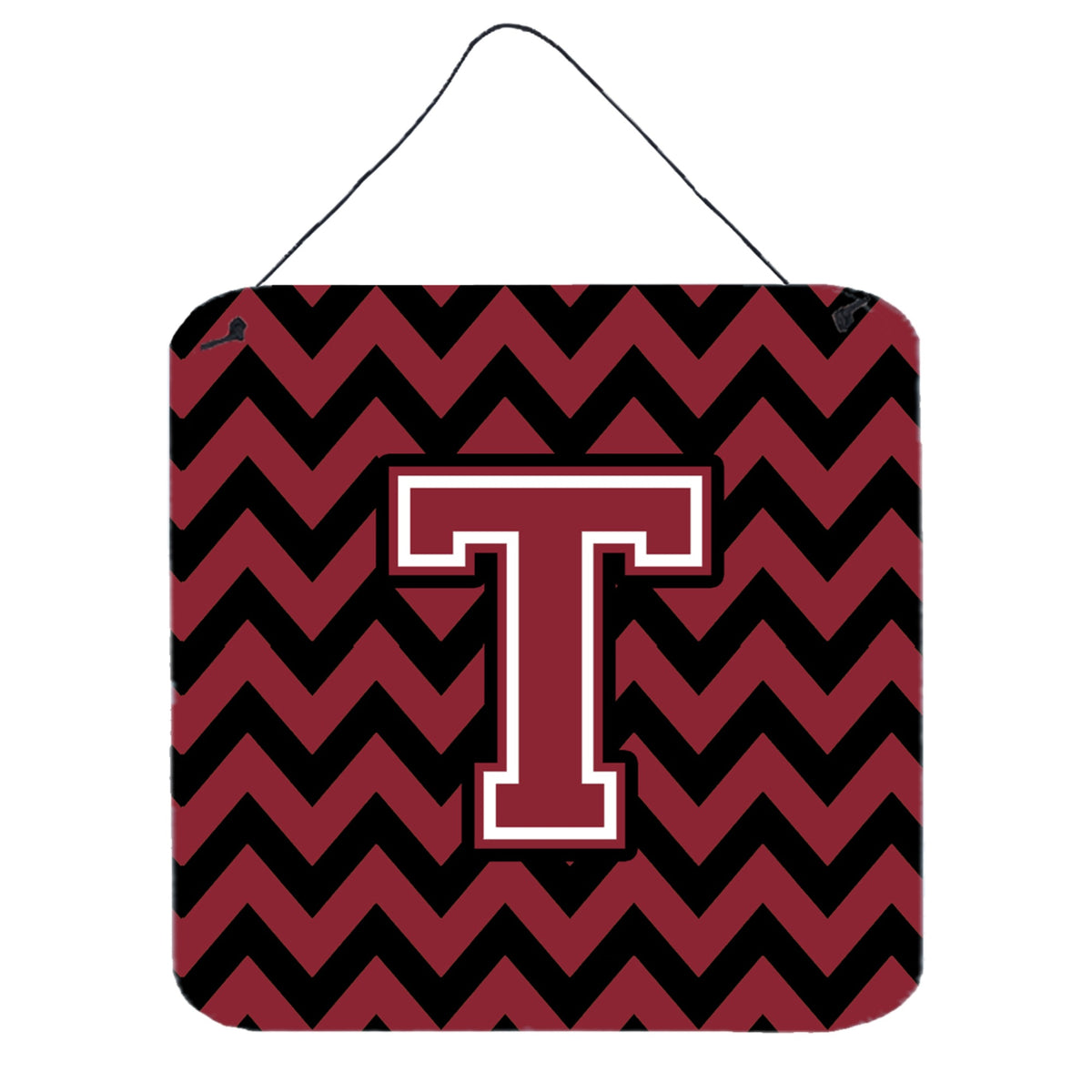 CarolineS Treasures Chevron Garnet And Black Letter T Wall Or Door Hanging Prints Cj1052Tds66, 6 Inch  Inch  H X 6 Inch  Inch  W