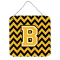 CarolineS Treasures Letter B Wall Or Door Hanging Prints Cj1053Bds66, 6 Inch  Inch  H X 6 Inch  Inch  W, Chevron  Gold And Black