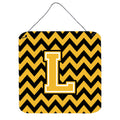 CarolineS Treasures Letter L Wall Or Door Hanging Prints Cj1053Lds66, 6Hx6W, Chevron  Gold And Black