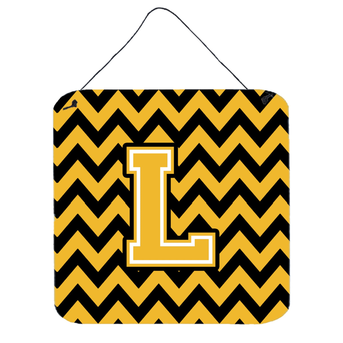 CarolineS Treasures Letter L Wall Or Door Hanging Prints Cj1053Lds66, 6Hx6W, Chevron  Gold And Black