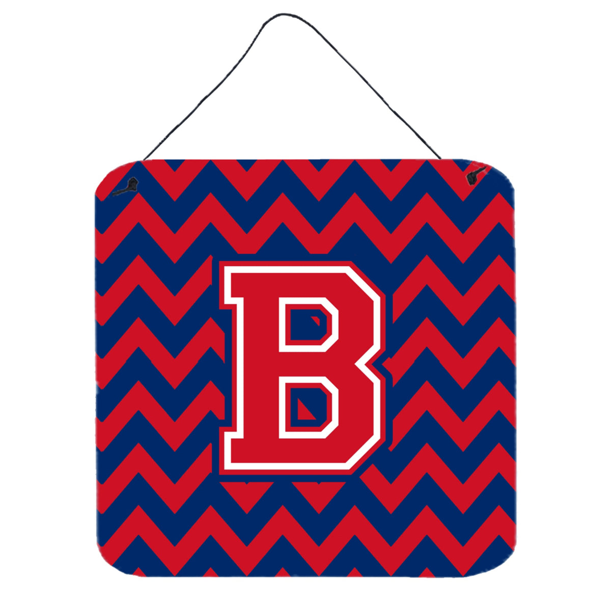 CarolineS Treasures Chevron Yale Blue And Crimson Letter B Wall Or Door Hanging Prints Cj1054Bds66, 6 Inch  Inch  H X 6 Inch  Inch  W