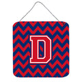 CarolineS Treasures Chevron Yale Blue And Crimson Letter D Wall Or Door Hanging Prints Cj1054Dds66, 6 Inch  Inch  H X 6 Inch  Inch  W