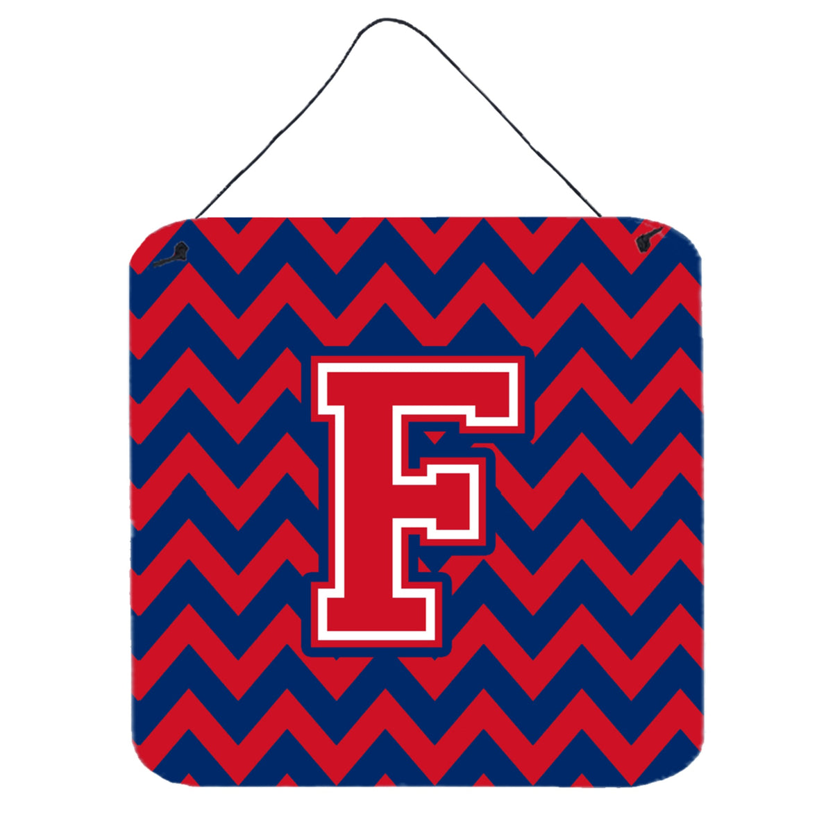 CarolineS Treasures Chevron Yale Blue And Crimson Letter F Wall Or Door Hanging Prints Cj1054Fds66, 6 Inch  Inch  H X 6 Inch  Inch  W