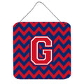 CarolineS Treasures Chevron Yale Blue And Crimson Letter G Wall Or Door Hanging Prints Cj1054Gds66, 6 Inch  Inch  H X 6 Inch  Inch  W