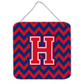CarolineS Treasures Chevron Yale Blue And Crimson Letter H Wall Or Door Hanging Prints Cj1054Hds66, 6 Inch  Inch  H X 6 Inch  Inch  W