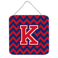 CarolineS Treasures Chevron Yale Blue And Crimson Letter K Wall Or Door Hanging Prints Cj1054Kds66, 6 Inch  Inch  H X 6 Inch  Inch  W
