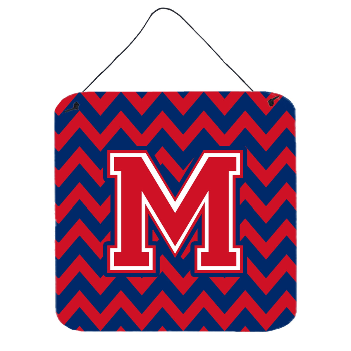 CarolineS Treasures Chevron Yale Blue And Crimson Letter M Wall Or Door Hanging Prints Cj1054Mds66, 6 Inch  Inch  H X 6 Inch  Inch  W