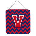 CarolineS Treasures Chevron Yale Blue And Crimson Letter V Wall Or Door Hanging Prints Cj1054Vds66, 6 Inch  Inch  H X 6 Inch  Inch  W