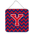 CarolineS Treasures Chevron Yale Blue And Crimson Letter Y Wall Or Door Hanging Prints Cj1054Yds66, 6 Inch  Inch  H X 6 Inch  Inch  W