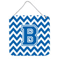 CarolineS Treasures Letter B Wall Or Door Hanging Prints Cj1056Bds66, 6 Inch  Inch  H X 6 Inch  Inch  W, Chevron  White And Blue
