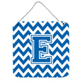 CarolineS Treasures Letter E Wall Or Door Hanging Prints Cj1056Eds66, 6 Inch  Inch  H X 6 Inch  Inch  W, Chevron  White And Blue