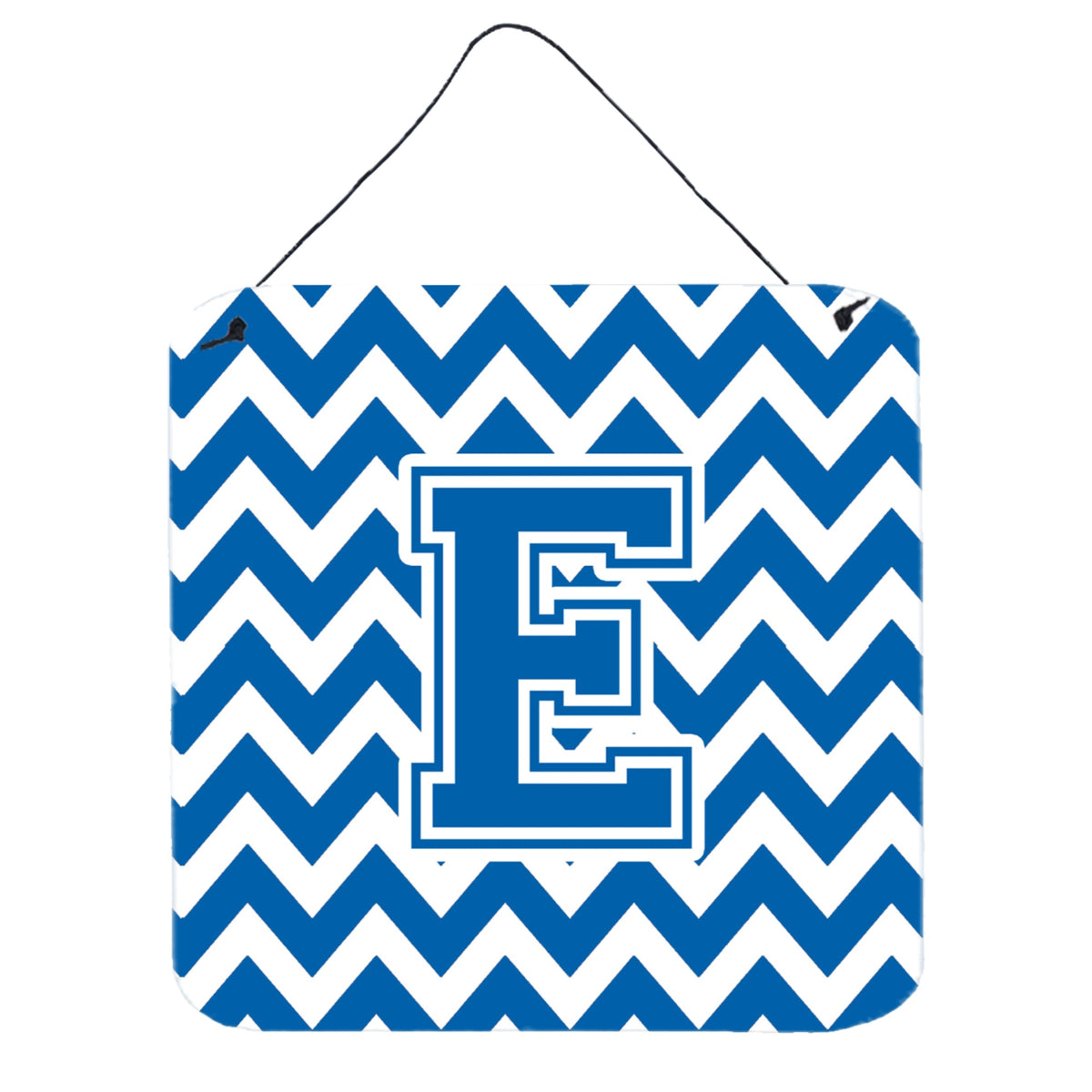 CarolineS Treasures Letter E Wall Or Door Hanging Prints Cj1056Eds66, 6 Inch  Inch  H X 6 Inch  Inch  W, Chevron  White And Blue