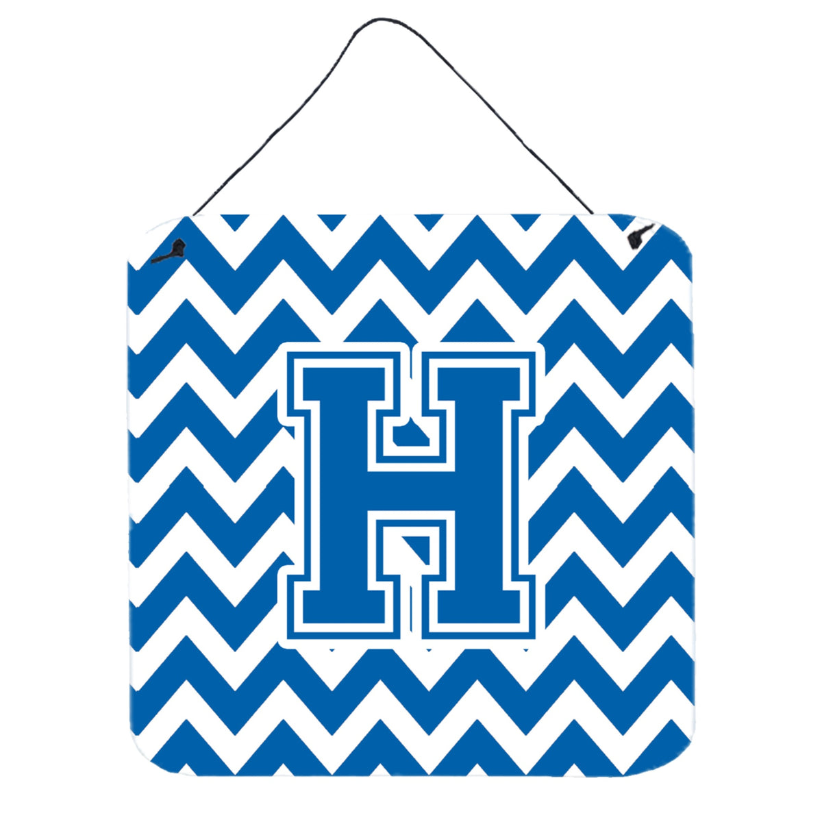 CarolineS Treasures Letter H Wall Or Door Hanging Prints Cj1056Hds66, 6 Inch  Inch  H X 6 Inch  Inch  W, Chevron  White And Blue