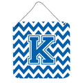 CarolineS Treasures Letter K Wall Or Door Hanging Prints Cj1056Kds66, 6 Inch  Inch  H X 6 Inch  Inch  W, Chevron  White And Blue