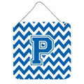 CarolineS Treasures Letter P Wall Or Door Hanging Prints Cj1056Pds66, 6 Inch  Inch  H X 6 Inch  Inch  W, Chevron  White And Blue