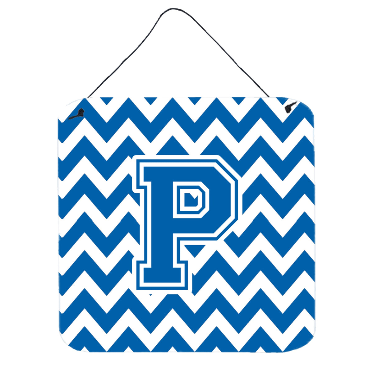 CarolineS Treasures Letter P Wall Or Door Hanging Prints Cj1056Pds66, 6 Inch  Inch  H X 6 Inch  Inch  W, Chevron  White And Blue