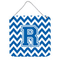 CarolineS Treasures Letter R Wall Or Door Hanging Prints Cj1056Rds66, 6 Inch  Inch  H X 6 Inch  Inch  W, Chevron  White And Blue