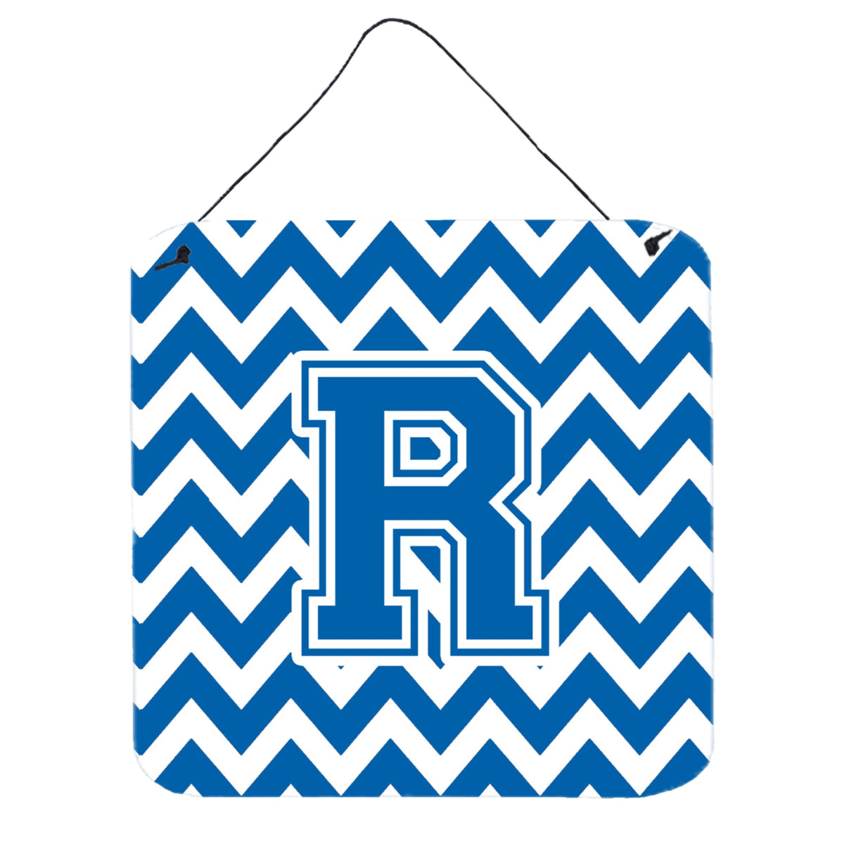 CarolineS Treasures Letter R Wall Or Door Hanging Prints Cj1056Rds66, 6 Inch  Inch  H X 6 Inch  Inch  W, Chevron  White And Blue