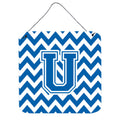 CarolineS Treasures Letter U Wall Or Door Hanging Prints Cj1056Uds66, 6 Inch  Inch  H X 6 Inch  Inch  W, Chevron  White And Blue