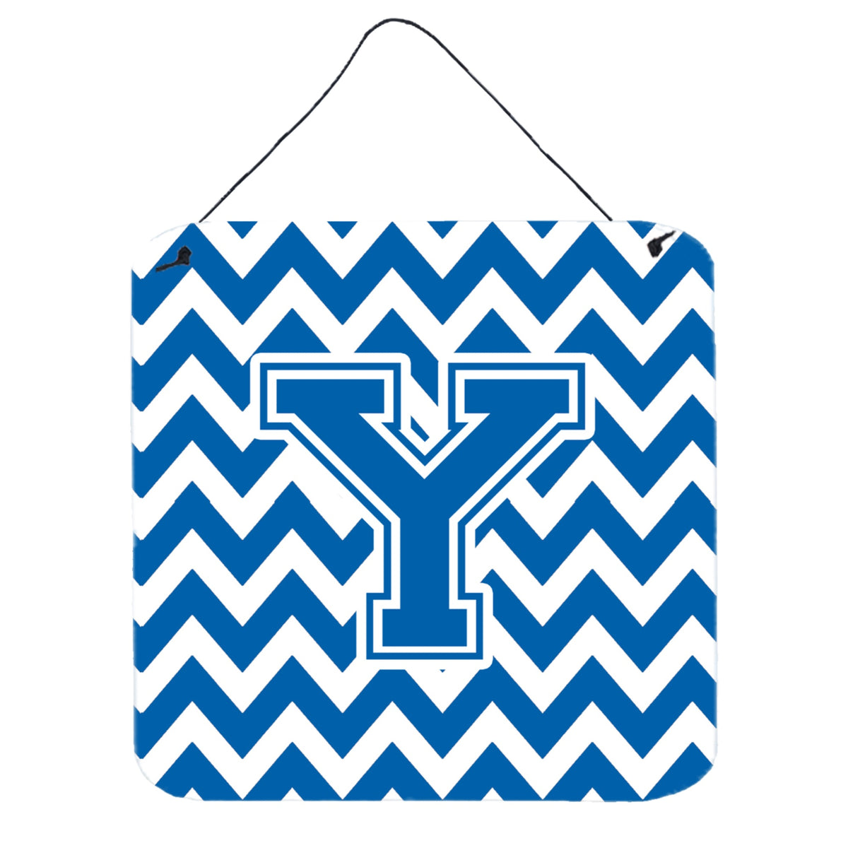 CarolineS Treasures Letter Y Wall Or Door Hanging Prints Cj1056Yds66, 6 Inch  Inch  H X 6 Inch  Inch  W, Chevron  White And Blue