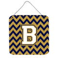 CarolineS Treasures Chevron Navy Blue And Gold Letter B Wall Or Door Hanging Prints Cj1057Bds66, 6 Inch  Inch  H X 6 Inch  Inch  W