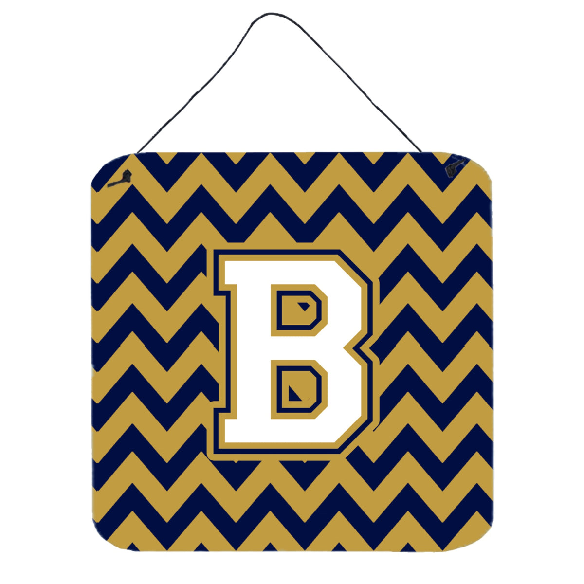 CarolineS Treasures Chevron Navy Blue And Gold Letter B Wall Or Door Hanging Prints Cj1057Bds66, 6 Inch  Inch  H X 6 Inch  Inch  W