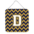CarolineS Treasures Chevron Navy Blue And Gold Letter D Wall Or Door Hanging Prints Cj1057Dds66, 6 Inch  Inch  H X 6 Inch  Inch  W
